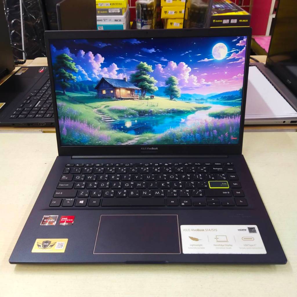 ASUS  D413DA - EK257T  สภาพเครื่องภายนอก  85%  ประสิทธิภาพการทำงาน  100%