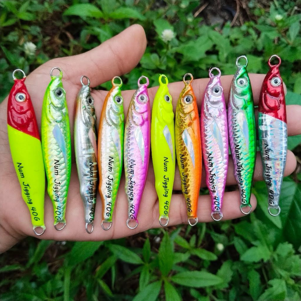 เหยื่อจิ๊กทะเล Nam jigging lures. เหยื่อลงน้ำเร็ว ใช้ได้ผลดีเยี่ยม ขนาด 40-60กรัม มีหลากสี
