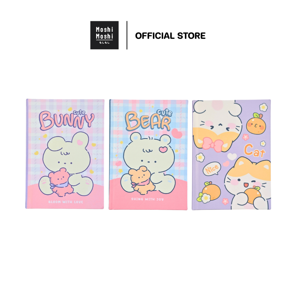 Moshi Moshi สมุดโน๊ต สมุดมีเส้น สมุดจดบันทึก สมุดปกผ้า ขนาด A5 รุ่น 7100074031-74035