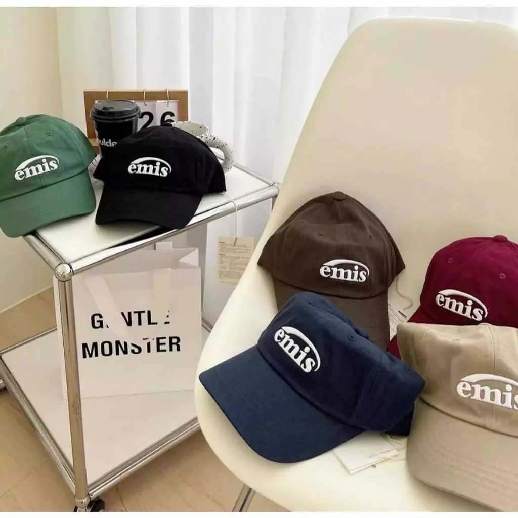 NEW LOGO EMIS CAP(RENEWAL)-BLACKแท้ พร้อมส่ง หมวกเบสบอล สไตล์คู่รัก