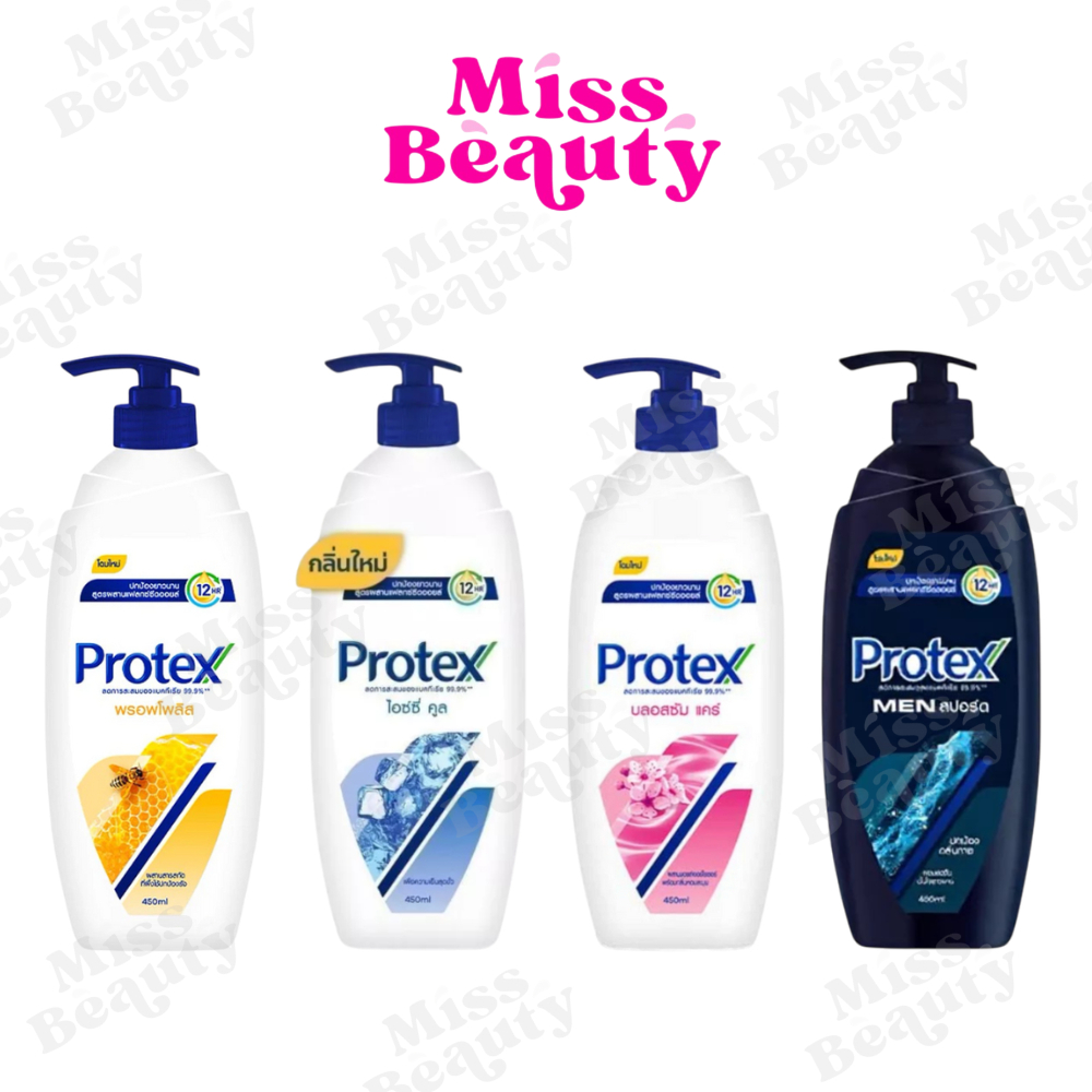 (หัวปั๊ม) Protex โปรเทคส์ ครีมอาบน้ำ สูตรผสานแฟลกซ์ซีดออยล์ ขนาด 450 มล.