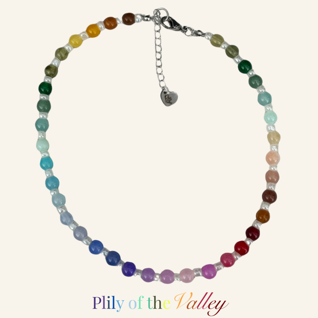 Rainbow Rocks - สร้อยคอลูกปัดแฮนด์เมด ปรับความยาวได้ สร้อยลูกปัด สร้อยคอลูกปัด