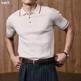 BARON - TWISS Knit Polo เสื้อโปโลผู้ชายผ้าถัก มินิมอล ทรงสมาร์ท ใส่ทำงาน สไตล์อังกฤษ
