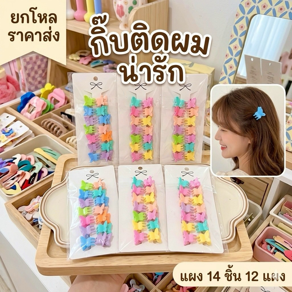 🌷ยกโหล 🌷กิ๊บติดผม แผง 14 ตัว 12 แผง C1455