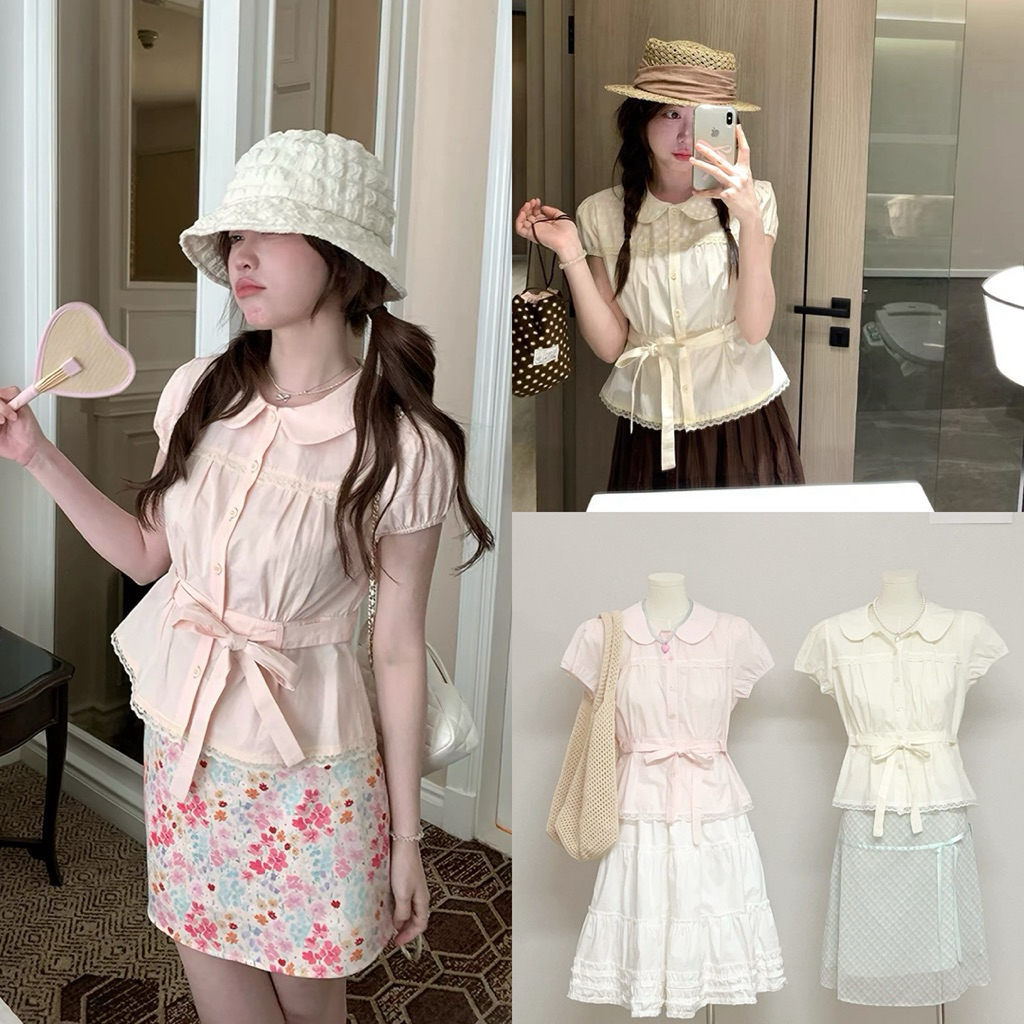 80332 เชิ้ตแขนสั้นเชือกผูกเอว🎀