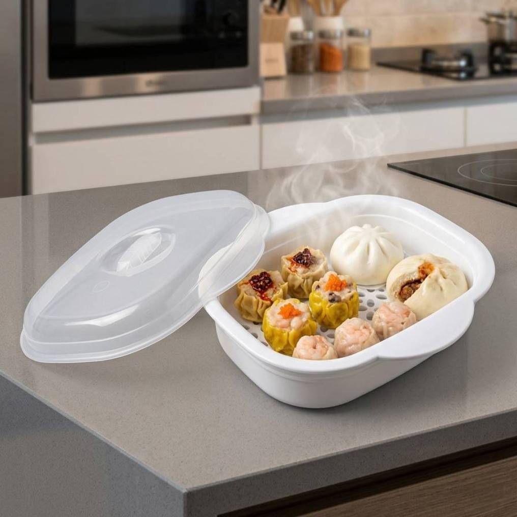 กล่องอุ่นอาหาร นึ่งอาหาร Pastina Microwave Steam Cooker กล่องนึ่งไมโครเวฟ