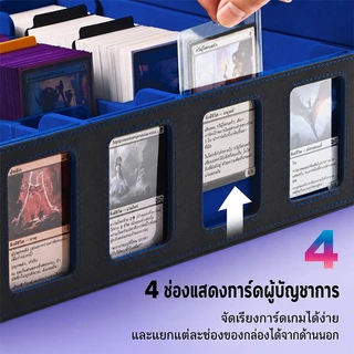 กล่องเก็บการ์ดเกม 4 แถว สีแดง/น้ำเงิน ใส่การ์ดได้สูงสุด 3,700 ใบ ความจุใหญ่พิเศษ แถมซองใส่การ์ด + ที่กั้น