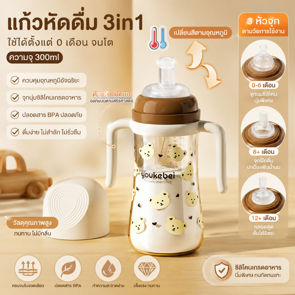 ขวดนม ป้องกันอาการโคลิค ราคาถูก ขวดนม PPSU คอกว้าง ปลอด BPA 300ml 10 ออนซ์