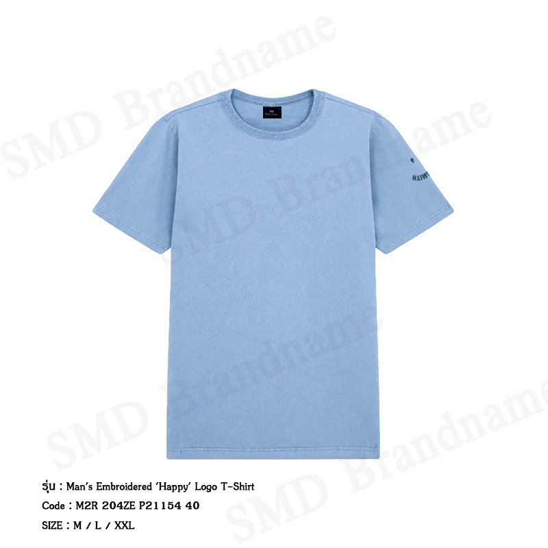 Paul Smith เสื้อยืดคอกลมผู้ชาย รุ่น Man's Embroidered 'Happy' Logo T-Shirt Code: M2R 204ZE P21154 40