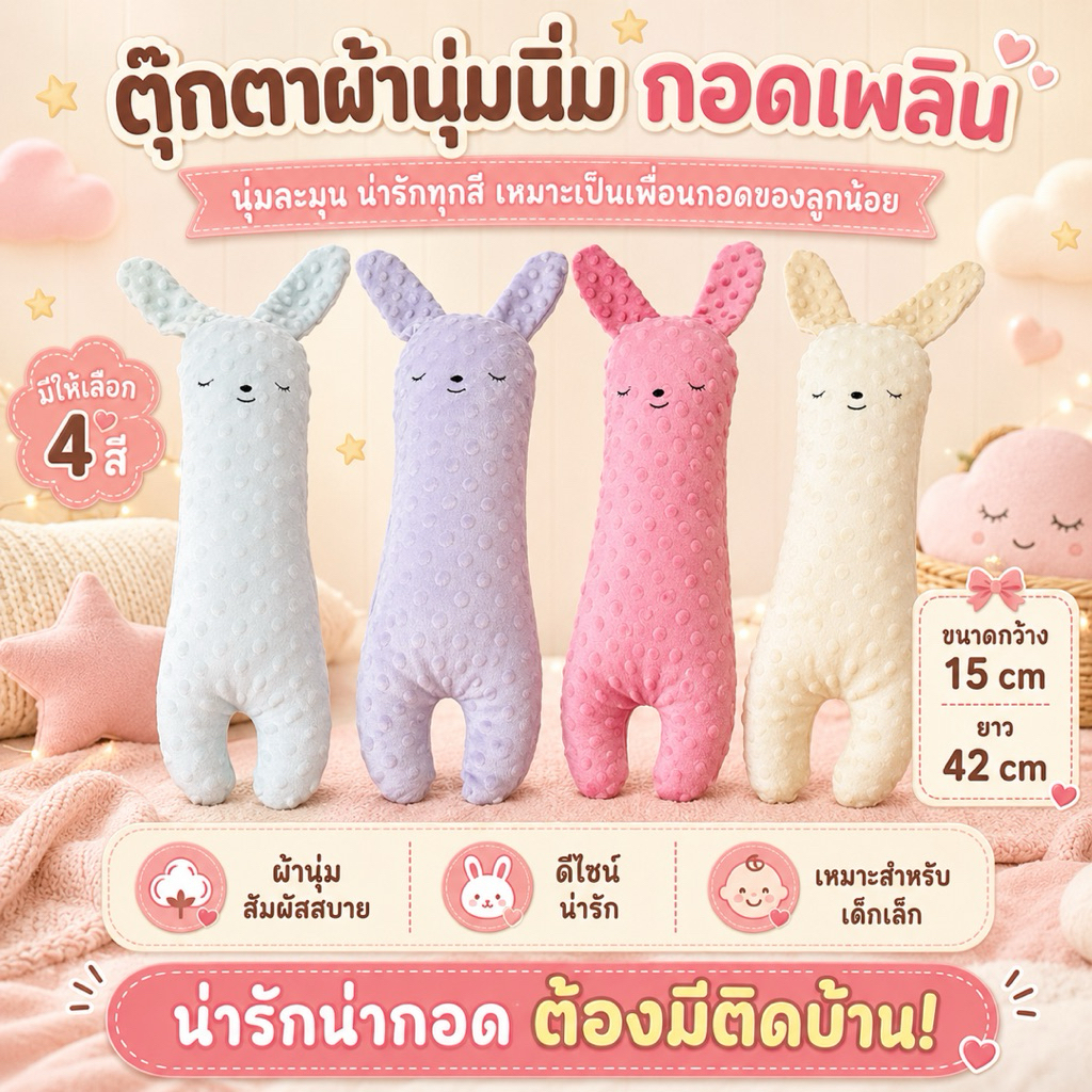 ตุ๊กตากอดกันสะดุ้ง ตุ๊กตาดอทมิ้งค์ ตุ๊กตากอดฝึกจับเล่นได้