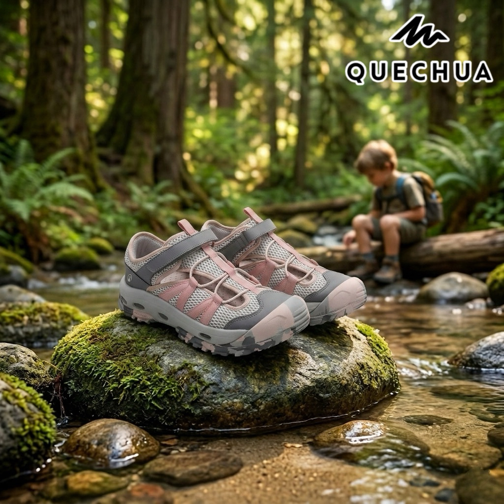 รองเท้าเดินป่าลุยน้ำสำหรับเด็ก รุ่น MH 500 (สีเทา/ชมพู) QUECHUA