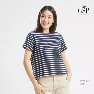 GSP Lucky Stripes Collection เสื้อยืดลายทางผู้หญิง คอกลม แขนสั้น Casual Wear