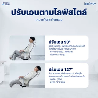 Lunio Ergo Starlight เก้าอี้ทำงาน เก้าอี้คอม เหมาะกับคนสูง 150-175 cm ใช้ผ้าตาข่าย นั่งนานไม่ร้อน ไม่เมื่อย