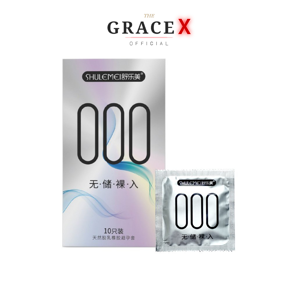 SLM 000 ถุงยางอนามัยไร้ปลายกระเปาะ บางกว่า 001 ถึง 50-90% เพิ่มไฮยาลูรอน 1,000 mg ไซส์ 52 มม.