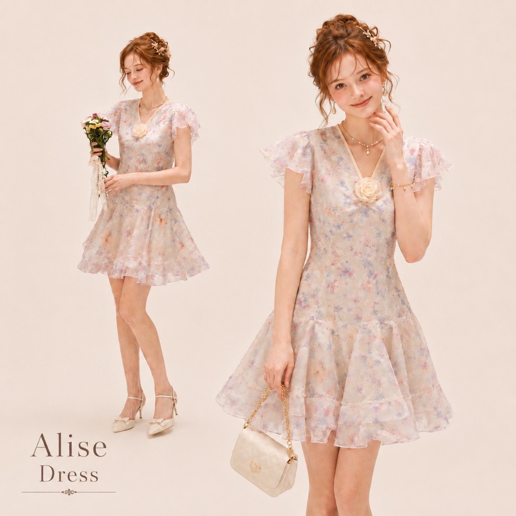 DR0614 LABELLE รุ่น Alise  Dress เดรสชีฟอง เดรสใส่สบาย