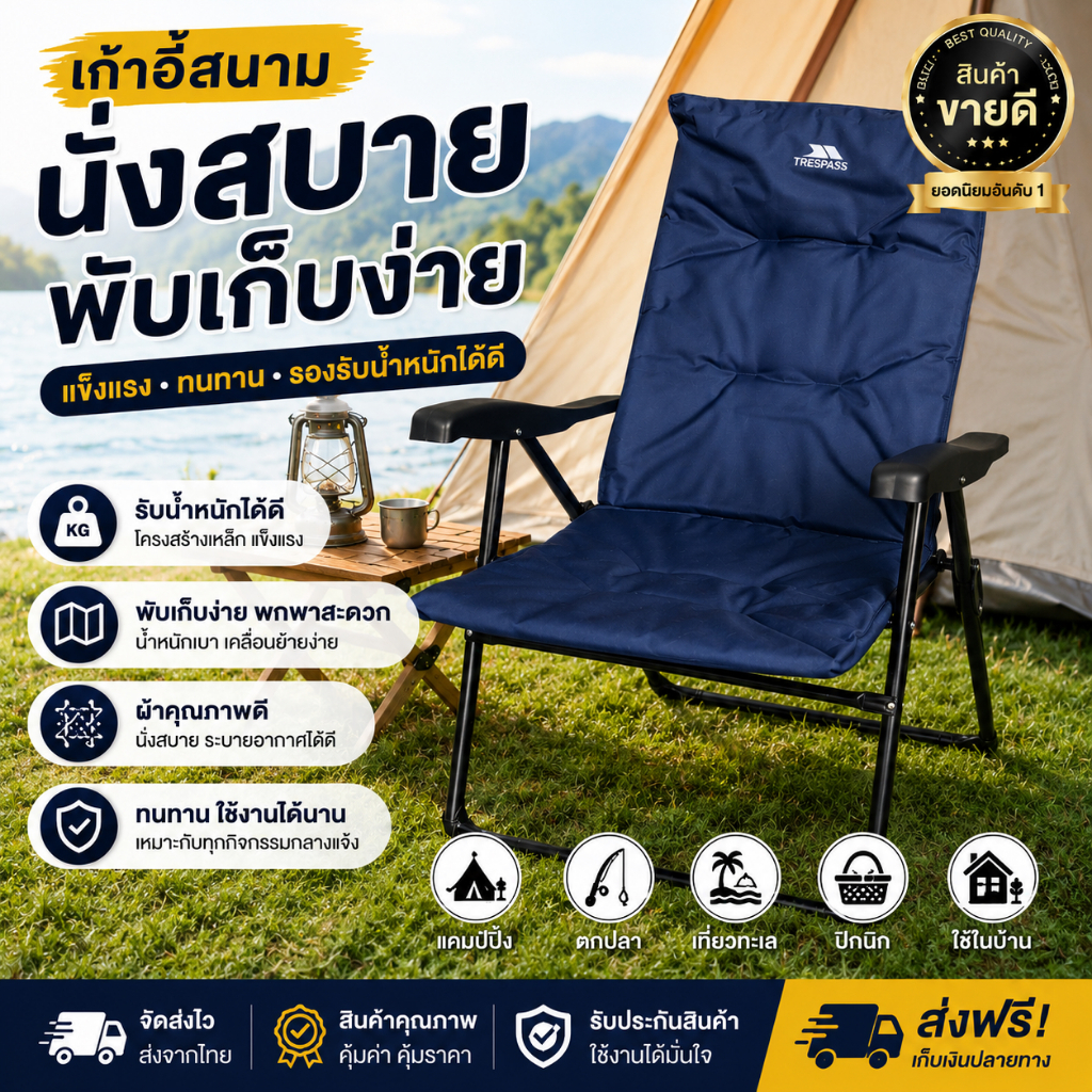 🔥Super Sale🔥เก้าอี้ปิคนิค พับได้ เก้าอี้สนามพกพา Foldable Camping Chair