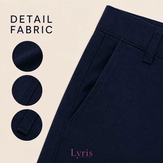 Lyris KADE กางเกงขาสั้นผู้ชาย 17 นิ้ว สีกรมท่า Silent Navy ผ้าชิโน่ ทรงตรง กางเกงชิโน่ผู้ชาย ใส่เที่ยว ใส่ทำงาน
