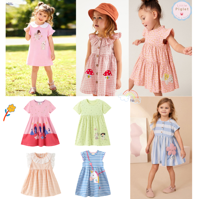 Little Piglet 🐷 พร้อมส่ง ชุดเดรส เด็กหญิง ชุดกระโปรง Dress แขนสั้น เด็กผู้หญิง น่ารัก