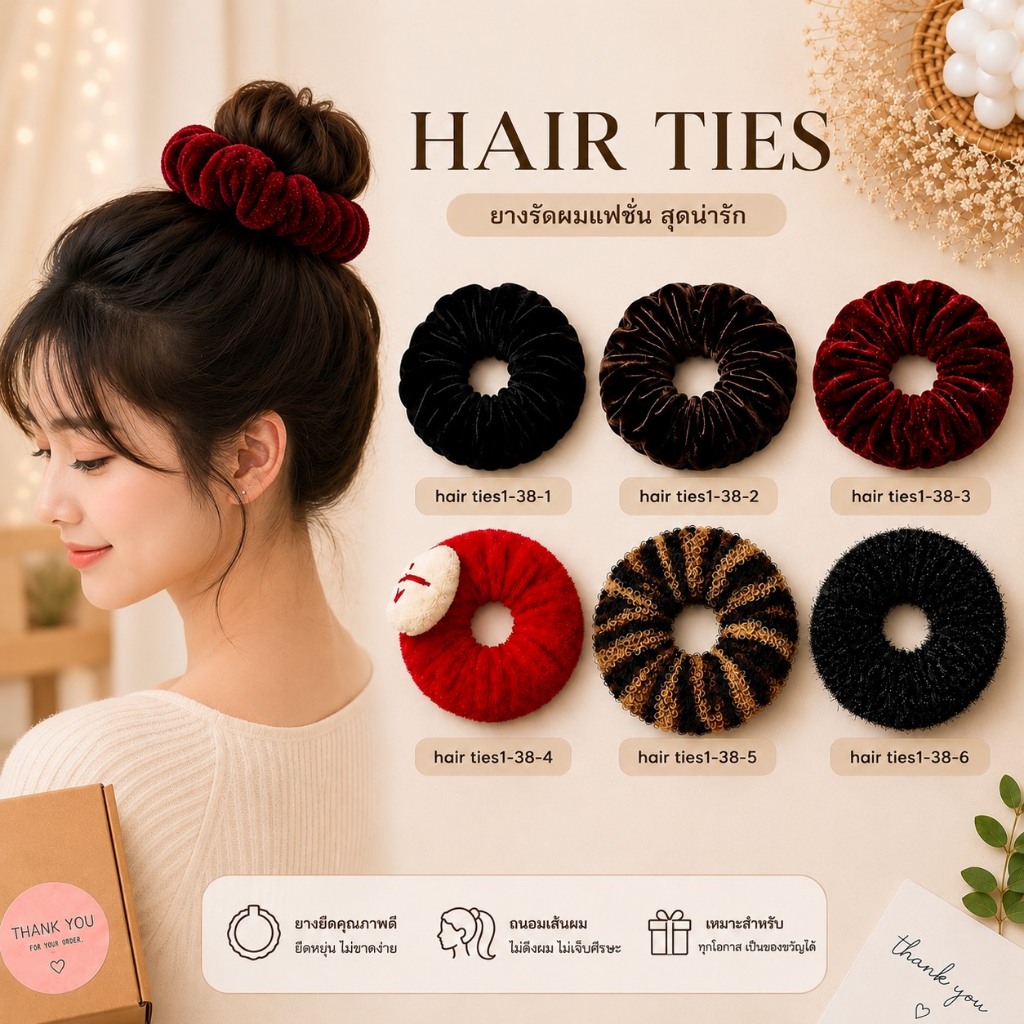ยางมัดผมแฟชั่นกำมะหยี่พรีเมียมสุดน่ารัก เซ็ตโทนสีคลาสสิก นุ่มฟู ไม่ดึงผม ถนอมเส้นผม ใช้งานได้ทุกวันทุกโอกาส