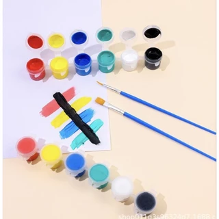 ชุดสีน้ำ สีอะคริลิค ชุดสีอะคริลิค พู่กัน จานสี สีระบายปูนปลาสเตอร์ ชุดสีพร้อมพู่กัน สีอะคริลิค 6 สี อุปกรณ์ศิลปะเด็ก