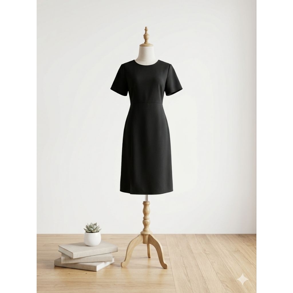 Basic Dress (✨️รอบอก 38"-50")ชุดเดรสแขนสั้น ดีไซน์เรียบง่ายดูหรูหรา สามารถใส่ได้ในหลายโอกาส ใส่ทำงาน ไปเที่ยว หรือออกงาน