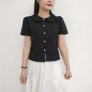 คอบัวแขนสั้น ผ้าฝ้ายชินมัย ใส่ได้ทุกรูปแบบ