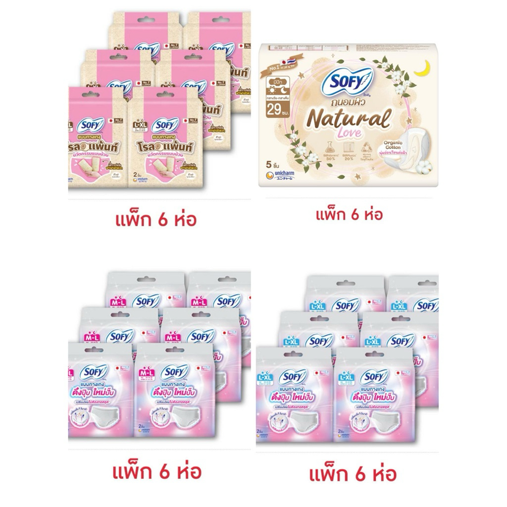 Sofyโซฟี ผ้าอนามัยแบบกางเกง รุ่นดึงปุ๊ปใหม่ปั๊ป ไซซ์ M-L ห่อละ 2 ชิ้น (แพ็ก 6 ห่อ)