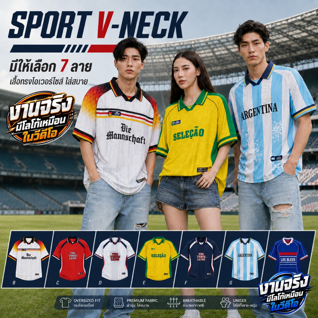 ZUZA Ball Shirt-เสื้อกีฬาคอปก แฟชั่นเชียร์บอล เวิลด์คัพ แขนสั้น ผู้หญิง-ผู้ชาย แนวสปอร์ตแฟชั่นกีฬา เสื้อคู่ เนื้อผ้าแจ็ค