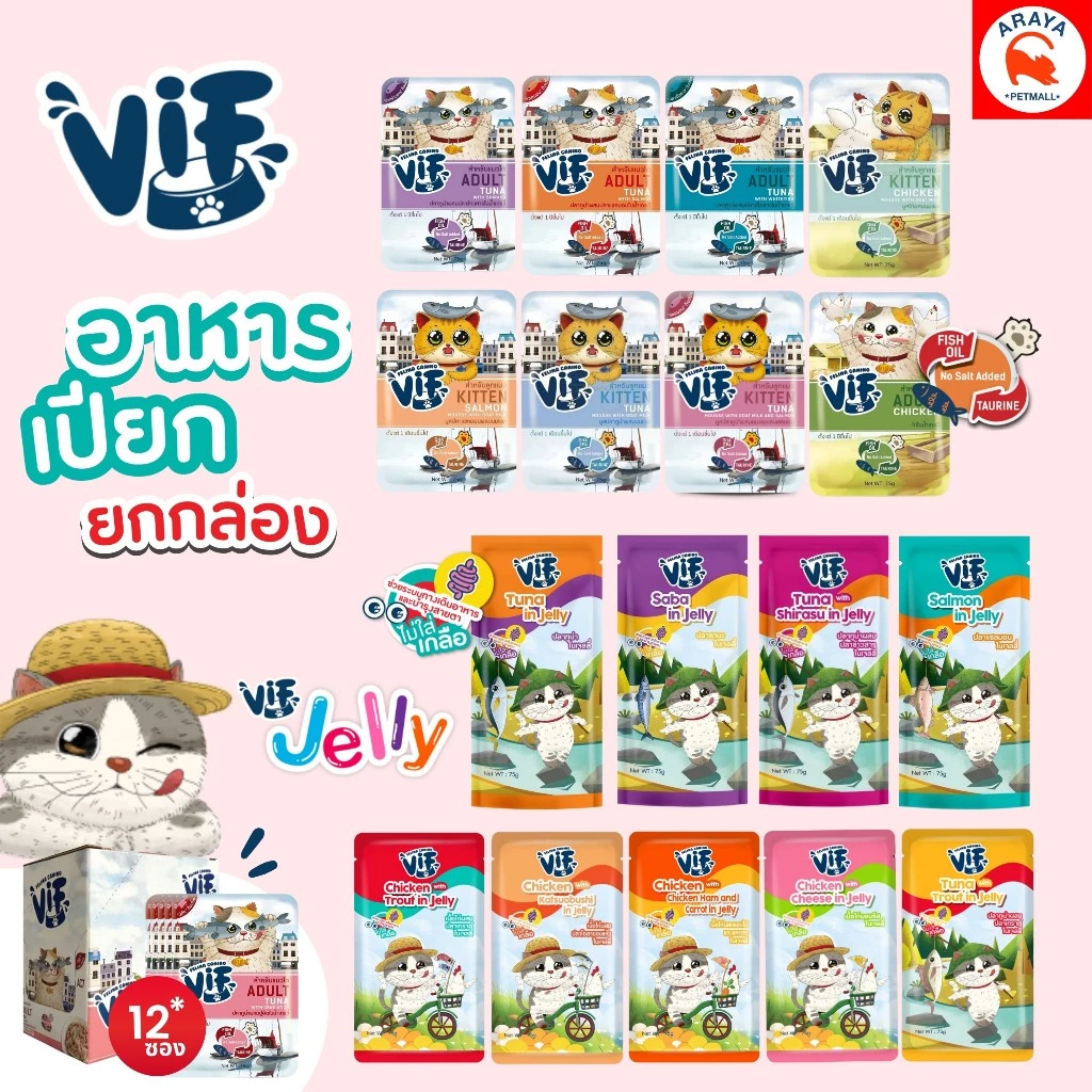 *ยกโหล12ซองx75g* Felina Canino VIF อาหารเปียกแมว เฟลินา คานิโน วิฟ ขนาด 75 กรัม