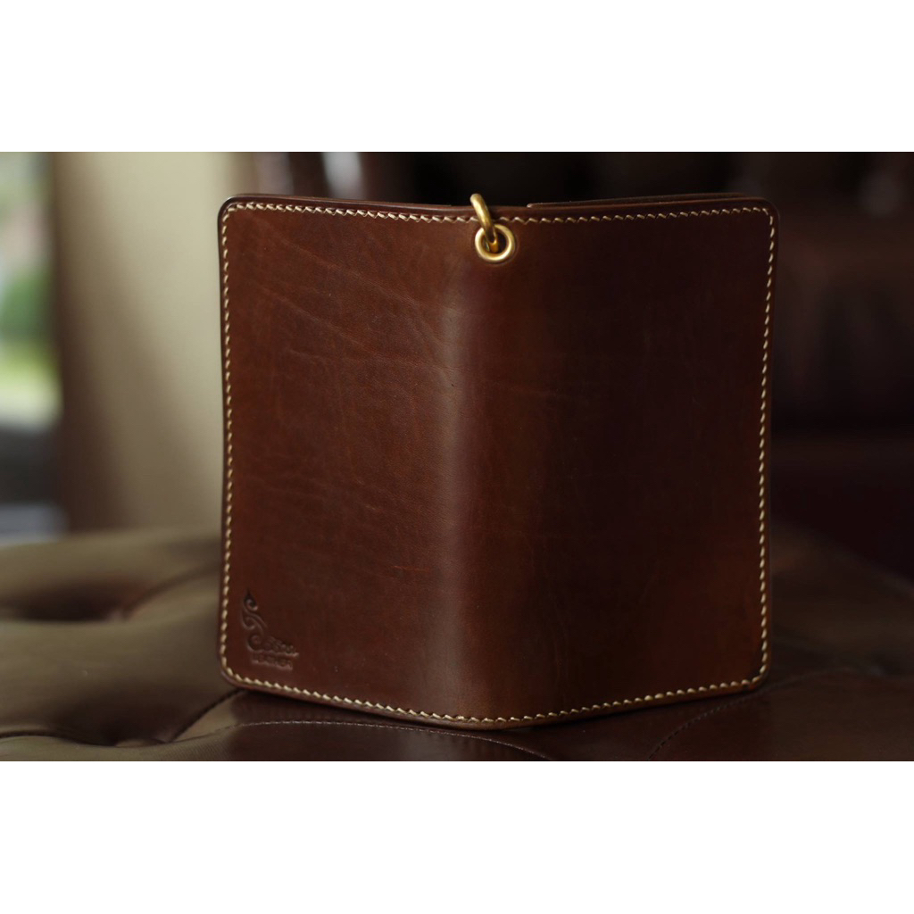 กระเป๋าตังหนังฟอกฝาดแท้ Middle wallet "WM 03" Brown.