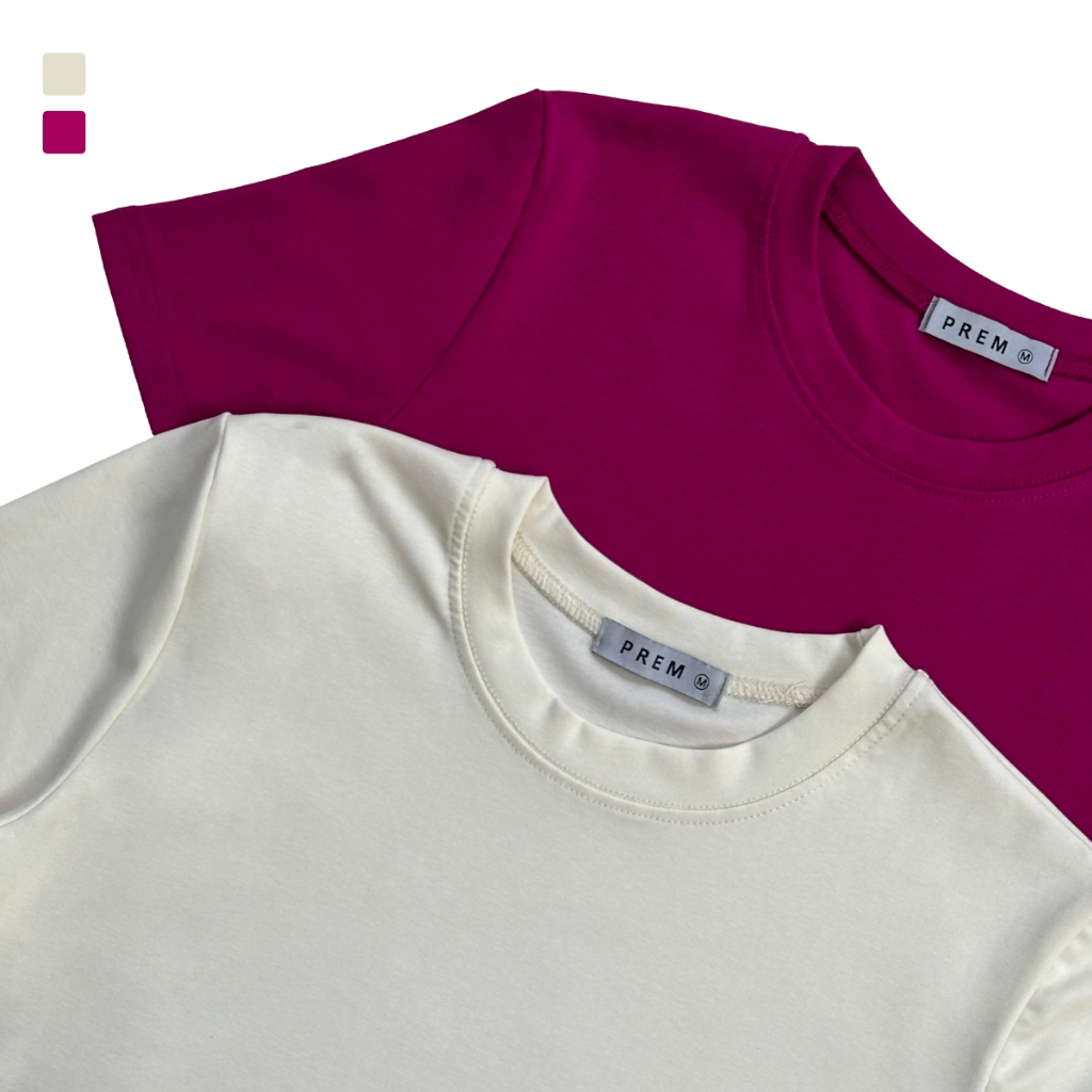 MOM เสื้อยืด คอกลมแขนสั้น M-XXL ทรงเบสิค เนื้อผ้าคอตตอน 100% ใส่บาย สีสด ผู้หญิง #1203