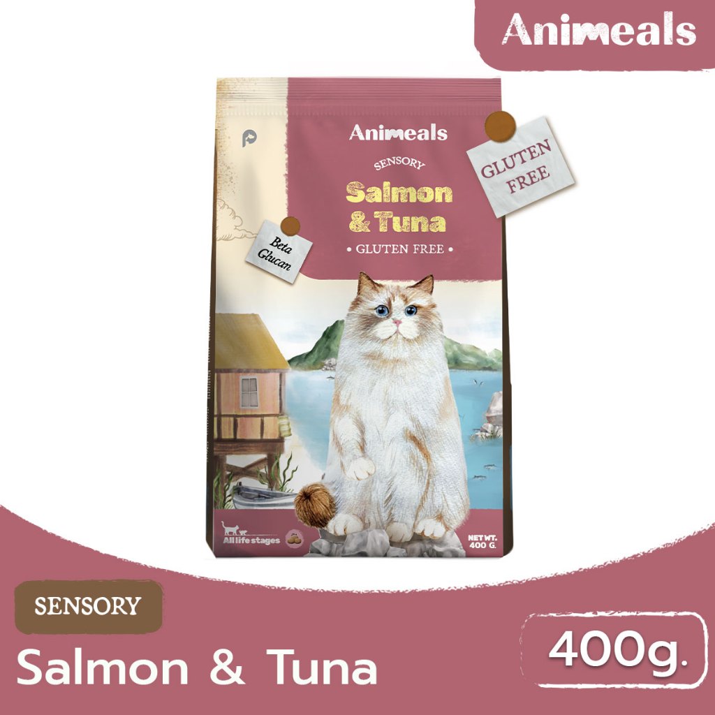 Animeals sensory 400g แซลมอนและทูน่า สินค้าแถม