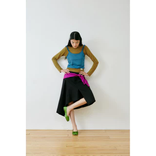 Gordi layer top เสื้อlayer 2 ชิ้นทรงปาดไหล่แขนยาวและ สายเดี่ยว