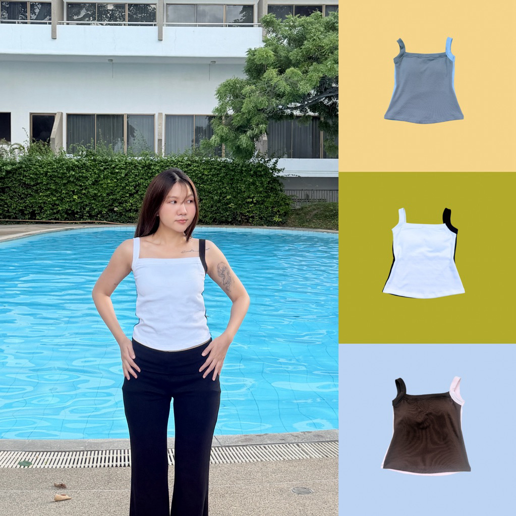 SUNTUDIO l Ruby tank top เสื้อกล้าม มีฟองน้ำ 2 สี ในตัวเดียว ผ้านิ่ม ใส่สบาย เก็บเนื้อปลิ้น