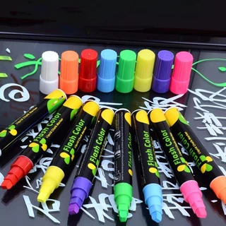Mizoo ชอล์คน้ำ กระดานเขียน LED 8 สี ไร้ฝุ่น ปากกาเอนกประสงค์ ปากกามาร์กเกอร์แบบลบได้ ใช้เขียนได้หลายพื้นผิว กระดานดำ แก้