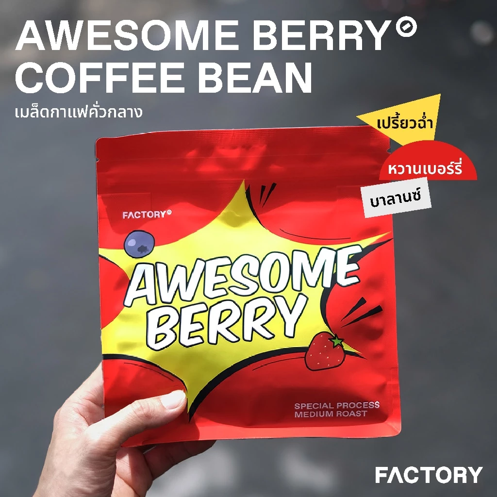 เมล็ดกาแฟเบลนด์ Awesome Berry (คั่วกลาง) | House Blend | Factory Coffee