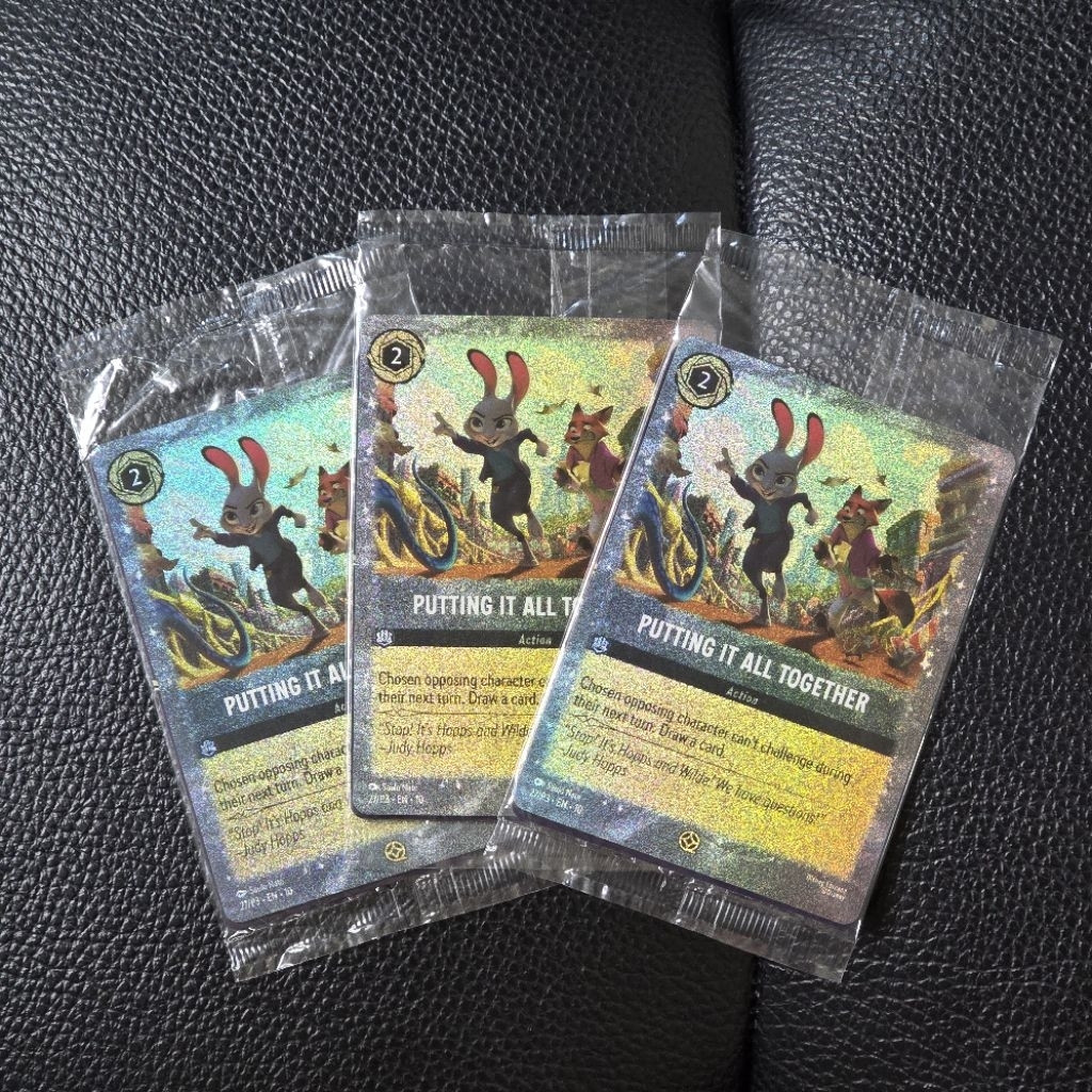 การ์ด Disney Lorcana Zootopia Promo Glitter Foil ของใหม่ ในซอง 27/P3 ENG Putting it all together Nick Wilde Judy Hopps