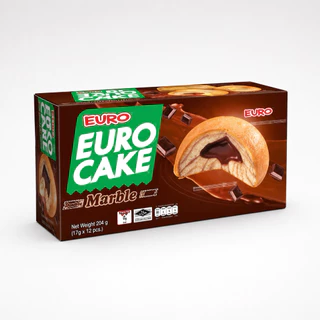 ยูโร่เค้ก Euro Cake ขนมเค้กสอดไส้ 7 รสชาติ 1 กล่อง 12 ชิ้น ราคาส่ง