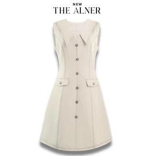 Thealner-AN008 (เดรสคอปกแขนกุดแต่งกระดุมหน้า)