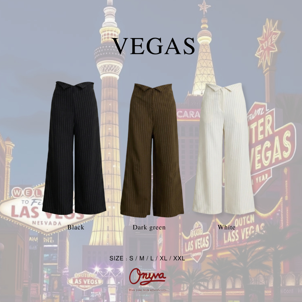 Onyva VEGAS Pants - กางเกงขายาวเอวสูงผู้หญิง กางเกงขากระบอกใหญ่ ทรงสวย ดีไซน์เกาหลี ใส่ทำงาน S-XXL