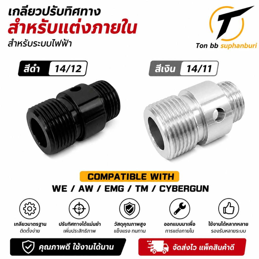 Adapter อะแดปเตอร์แปลงเกลียวท่อ 14/12 มม. และ 14/11 มม. เป็นอุปกรณ์สำหรับแปลงขนาดเกลียว
