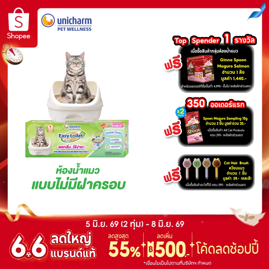 Unicharm Easy-toilet ห้องน้ำแมวลดกลิ่น เก็บกลิ่น อีซี่ทอยเล็ท แบบไม่มีฝาครอบ (Deo-toilet เดิม)