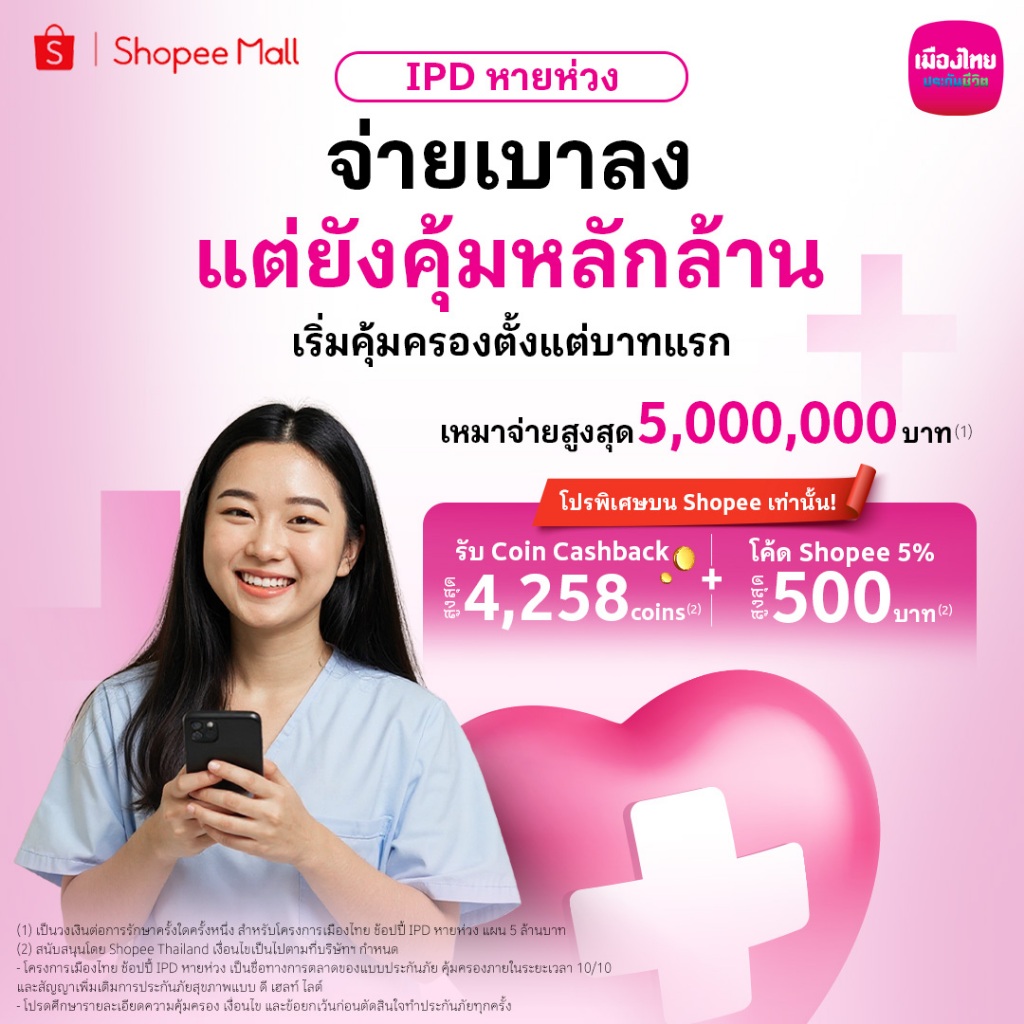 [E-Voucher] เมืองไทย ช้อปปี้ IPD หายห่วง คุ้มครอง 5 ล้านบาท