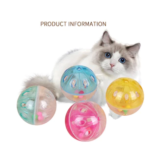 PP-2972 ของเล่นแมวลูกบอล 4.5 ซม. มีเม็ดเล็กด้านใน เขย่าแล้วมีเสียง กระตุ้นสัญชาตญาณนักล่า 🐱