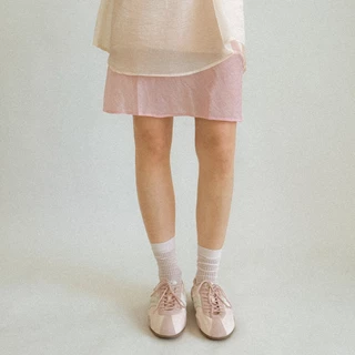 Mustard Stella Pastel Pink | รองเท้าผ้าไนลอน ผสมหนังแท้ ทรงสลิปออน