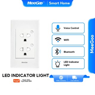 MeeGoo WiFi ปลั๊กไฟฝังผนัง Smart Wall Plug16A/240V ตั้งเวลาผ่านแอพ US Wall Socket ใช้กับTuya สั่งงานด้วยเสียงได้