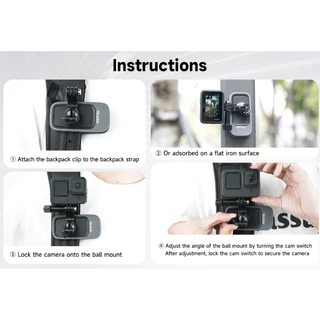 TELESIN GoPro / DJI / Insta360 360 Rotary Backpack Clip Mount คลิปหนีบสายกระเป๋า