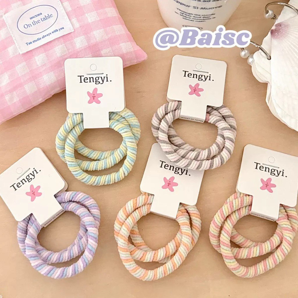 Cute 517 ยางมัดผม ยางรัดผม หนังยางสีหวาน 3 ชิ้น/แพ็ค
