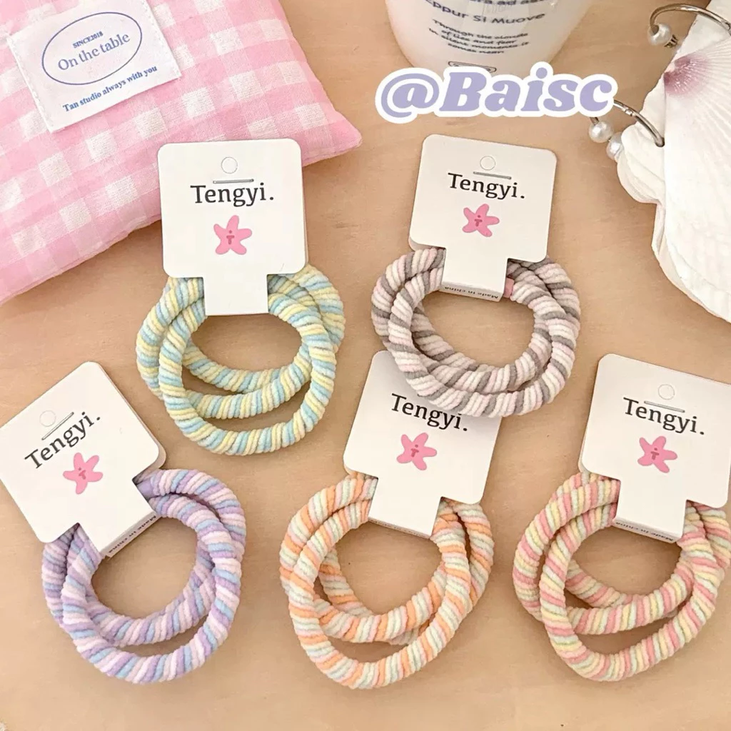 Cute 517 ยางมัดผม ยางรัดผม หนังยางสีหวาน 3 ชิ้น/แพ็ค