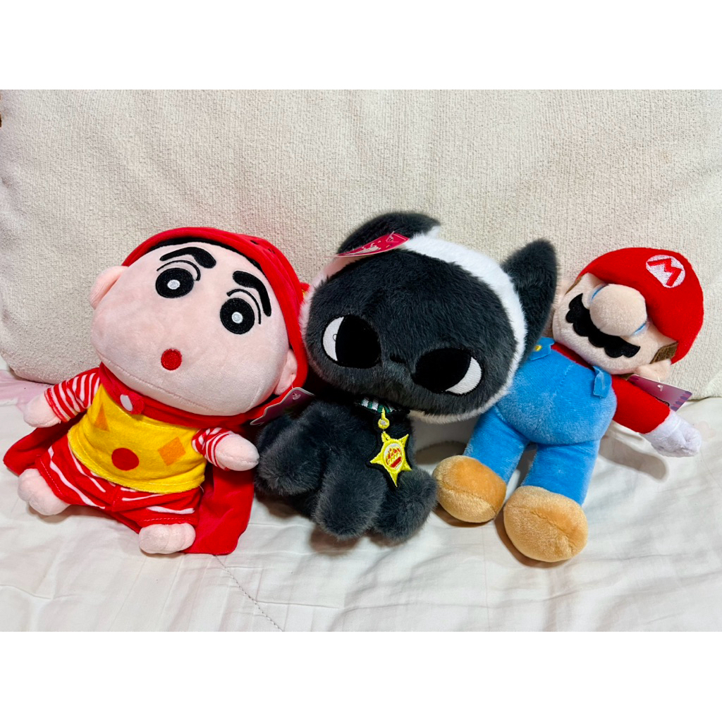 ตุ๊กตาไซส์ปกติ ⭐️ ชินจัง & มาริโอ้ & แมวดำ 🐈‍⬛ รวมความน่ารัก ที่ใฝ่หา ❣️💛 (ตู้คีบกลาง)